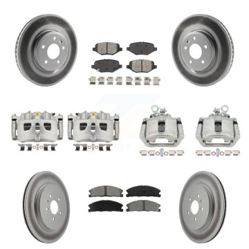 Front Rear Brake Caliper Coat Rotor Semi-Metallic Pad Kit (10Pc) For Ford Explorer Sport KCG-100953S
