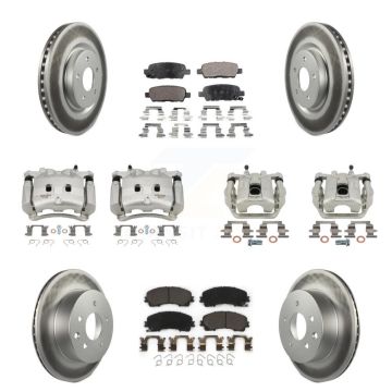 Front Rear Disc Brake Caliper Coated Rotors And Ceramic Pads Kit (10Pc) For Nissan Rogue KCG-100953T