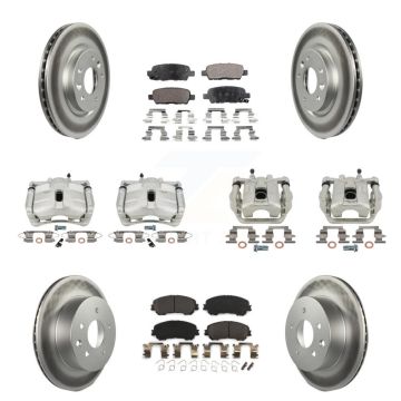 Front Rear Brake Caliper Coat Rotors Semi-Metallic Pad Kit (10Pc) For Nissan Rogue Sport KCG-100954P