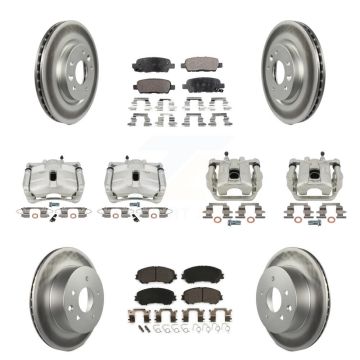 Front Rear Disc Brake Caliper Coat Rotor & Ceramic Pad Kit (10Pc) For Nissan Rogue Sport KCG-100954T
