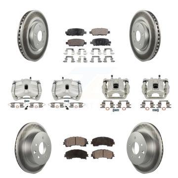 Front Rear Brake Caliper Coat Rotor And Semi-Metallic Pad Kit (10Pc) For Nissan Rogue SL KCG-100955P