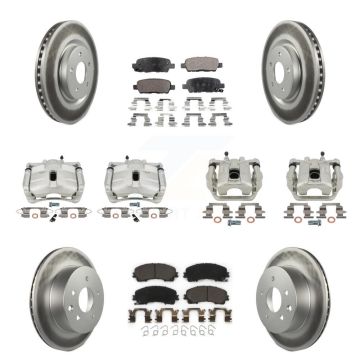Front Rear Brake Caliper Coat Rotor Ceramic Pad Kit (10Pc) For 2014-2015 Nissan Rogue SL KCG-100955T