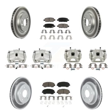 Front Rear Brake Caliper Coat Rotors Ceramic Pad Kit (10Pc) For 19 Nissan Rogue Sport SL KCG-100956C