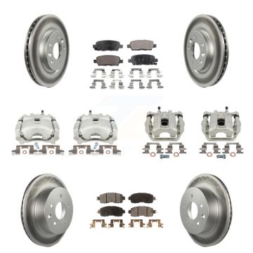 Front Rear Disc Brake Caliper Coat Rotors & Semi-Metallic Pad Kit (10Pc) For Nissan LEAF KCG-100956P