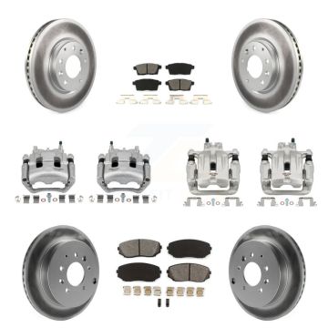 Front Rear Brake Caliper Coat Rotor And Semi-Metallic Pad Kit (10Pc) For Mazda CX-7 Ford KCG-100957S