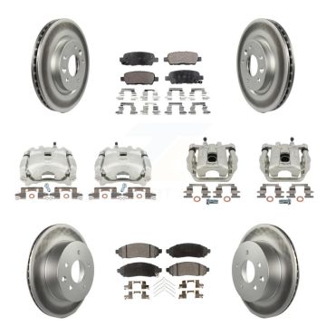 Front Rear Disc Brake Caliper Coated Rotors And Ceramic Pads Kit (10Pc) For Nissan LEAF KCG-100957T