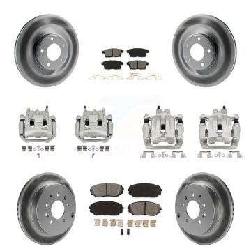 Front Rear Brake Caliper Coat Rotor & Semi-Metallic Pad Kit (10Pc) For Ford Edge Lincoln KCG-100958S