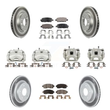 Front Rear Disc Brake Caliper Coated Rotors And Ceramic Pads Kit (10Pc) For Nissan LEAF KCG-100958T