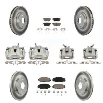 Front Rear Disc Brake Caliper Coated Rotors And Ceramic Pad Kit (10Pc) For Toyota Matrix KCG-100959C