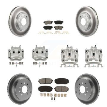 Front Rear Brake Caliper Coat Rotor And Semi-Metallic Pad Kit (10Pc) For Lincoln MKX FWD KCG-100959S