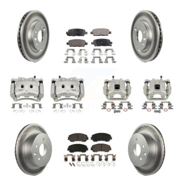 Front Rear Disc Brake Caliper Coated Rotors And Ceramic Pads Kit (10Pc) For Nissan Rogue KCG-100959T