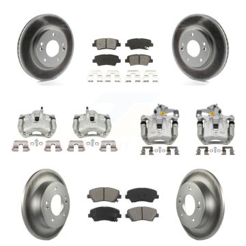 Front Rear Brake Caliper Coat Rotors Semi-Metallic Pad Kit (10Pc) For Hyundai Elantra GT KCG-100960S