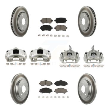 Front Rear Brake Caliper Coat Rotor & Ceramic Pad Kit (10Pc) For 2009-2011 Dodge Journey KCG-100961C