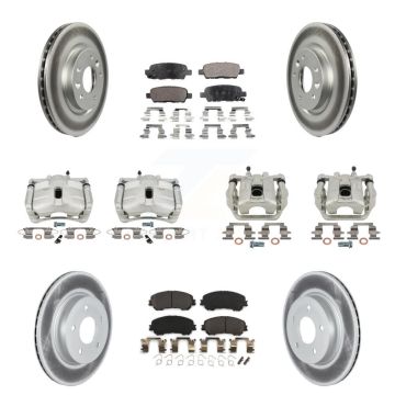 Front Rear Brake Caliper Coat Rotors Semi-Metallic Pad Kit (10Pc) For Nissan Rogue Sport KCG-100961P