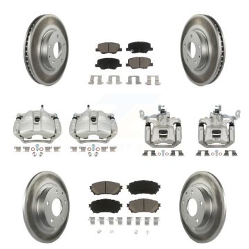 Front Rear Disc Brake Caliper Coated Rotors And Ceramic Pads Kit (10Pc) For Mazda 6 KCG-100962C