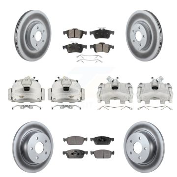 Front Rear Disc Brake Caliper Coat Rotors & Semi-Metallic Pad Kit (10Pc) For Ford Escape KCG-100962P