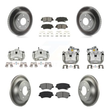 Front Rear Brake Caliper Coat Rotor & Semi-Metallic Pad Kit (10Pc) For Kia Forte Hyundai KCG-100962S