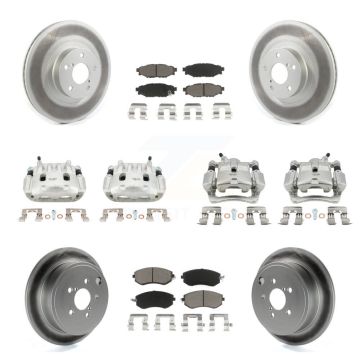 Front Rear Brake Caliper Coat Rotor & Ceramic Pad Kit (10Pc) For Subaru Impreza Forester KCG-100963C