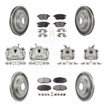 Front Rear Disc Brake Caliper Coated Rotors And Ceramic Pad Kit (10Pc) For Toyota Matrix KCG-100963T