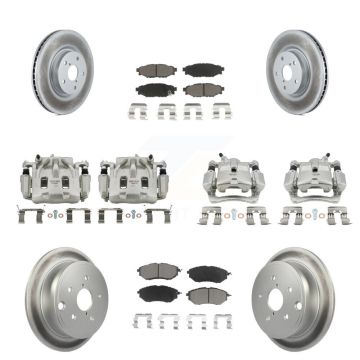 Front Rear Disc Brake Caliper Coated Rotors And Ceramic Pads Kit (10Pc) For Subaru WRX KCG-100964C