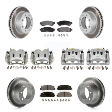Front Rear Brake Caliper Coat Rotors & Semi-Metallic Pad Kit (10Pc) For Ford F-250 Super KCG-100964P
