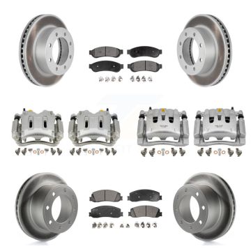 Front Rear Brake Caliper Coat Rotors & Semi-Metallic Pad Kit (10Pc) For Ford F-350 Super KCG-100965P