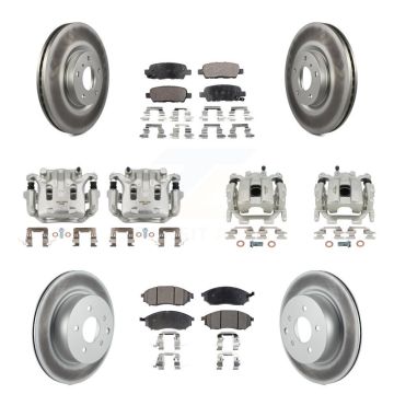 Front Rear Brake Caliper Coat Rotor & Ceramic Pad Kit (10Pc) For 2008-2012 INFINITI EX35 KCG-100965T
