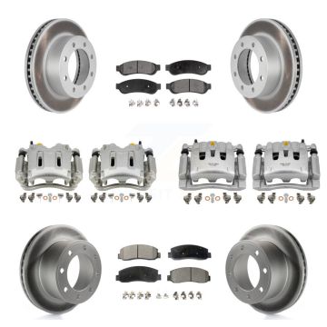 Front Rear Disc Brake Caliper Coated Rotors And Semi-Metallic Pads Kit (10Pc) For KCG-100966P