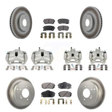 Front Rear Brake Caliper Coat Rotors Semi-Metallic Pad Kit (10Pc) For Hyundai Tucson Kia KCG-100967P