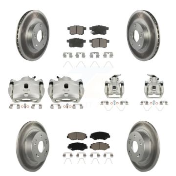 Front Rear Brake Caliper Coat Rotor Ceramic Pad Kit (10Pc) For Honda Accord LX with 2.4L KCG-100968C