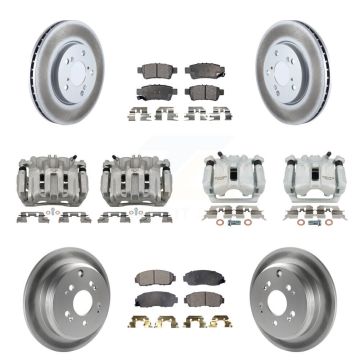 Front Rear Brake Caliper Coat Rotor & Ceramic Pad Kit (10Pc) For 2005-2010 Honda Odyssey KCG-100968T