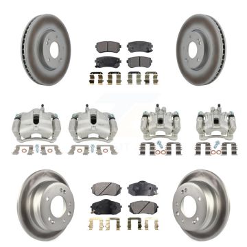 Front Rear Brake Caliper Coat Rotors Semi-Metallic Pad Kit (10Pc) For Hyundai Tucson Kia KCG-100969P