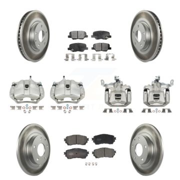 Front Rear Disc Brake Caliper Coated Rotors And Ceramic Pads Kit (10Pc) For Mazda 6 KCG-100969T