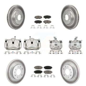 Front Rear Disc Brake Caliper Coat Rotor & Ceramic Pad Kit (10Pc) For Mazda 3 Sport 2.5L KCG-100970C