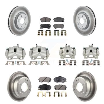 Front Rear Disc Brake Caliper Coat Rotor Semi-Metallic Pad Kit (10Pc) For Hyundai Tucson KCG-100970P