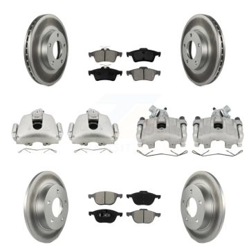 Front Rear Disc Brake Caliper Coat Rotors Semi-Metallic Pad Kit (10Pc) For Mazda 3 Sport KCG-100970S