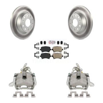 Rear Disc Brake Caliper Coat Rotors & Ceramic Pad Kit For Volkswagen GTI Audi A3 Quattro KCG-100971N