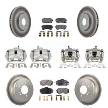 Front Rear Disc Brake Caliper Coat Rotor & Semi-Metallic Pad Kit (10Pc) For Kia Sportage KCG-100971P