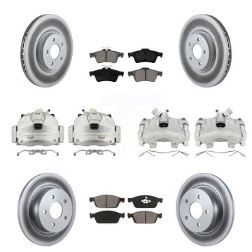 Front Rear Disc Brake Caliper Coat Rotors & Semi-Metallic Pad Kit (10Pc) For Ford Escape KCG-100971S