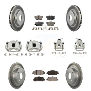 Front Rear Disc Brake Caliper Coated Rotors And Ceramic Pads Kit (10Pc) For Honda Accord KCG-100971T