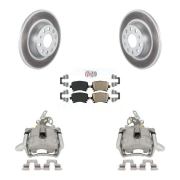 Rear Brake Caliper Coat Rotor & Ceramic Pad Kit For Volkswagen Jetta GTI Audi A3 Quattro KCG-100972N