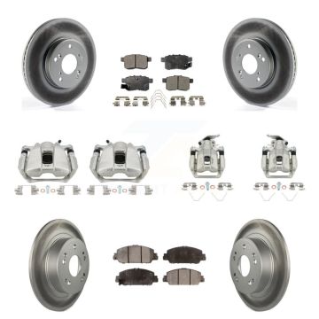 Front Rear Disc Brake Caliper Coated Rotors And Ceramic Pads Kit (10Pc) For Honda Accord KCG-100972T