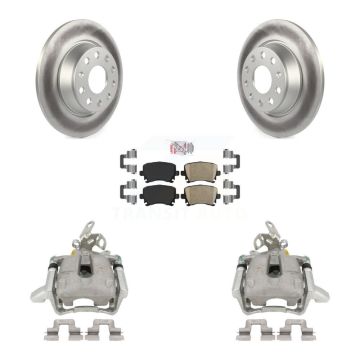 Rear Disc Brake Caliper Coat Rotors & Ceramic Pad Kit For Volkswagen GTI Audi A3 Quattro KCG-100973N