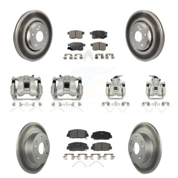 Front Rear Disc Brake Caliper Coated Rotors And Ceramic Pads Kit (10Pc) For Honda Accord KCG-100973T