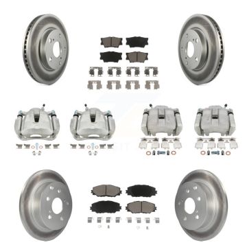 Front Rear Disc Brake Caliper Coated Rotor And Ceramic Pad Kit (10Pc) For Toyota RAV4 LE KCG-100974C