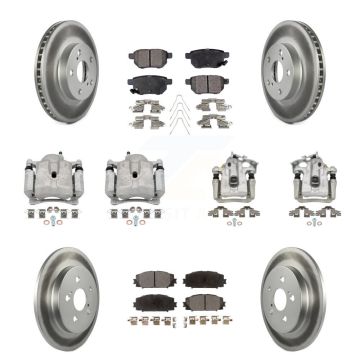 Front Rear Disc Brake Caliper Coat Rotor Ceramic Pad Kit (10Pc) For Toyota Prius Plug-In KCG-100974T