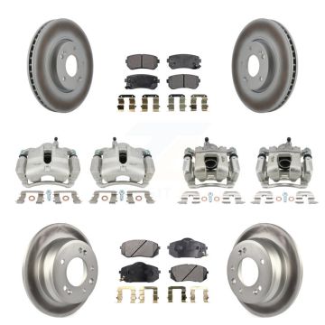 Front Rear Disc Brake Caliper Coat Rotor & Semi-Metallic Pad Kit (10Pc) For Kia Sportage KCG-100975P