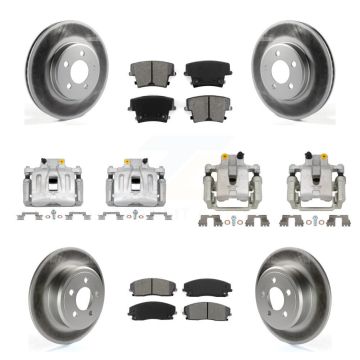 Front Rear Brake Caliper Coat Rotors Semi-Metallic Pad Kit (10Pc) For Chrysler 300 Dodge KCG-100975S