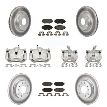 Front Rear Disc Brake Caliper Coat Rotor & Ceramic Pad Kit (10Pc) For Mazda 3 Sport 2.5L KCG-100975T