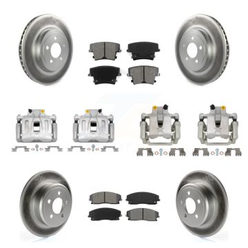 Front Rear Disc Brake Caliper Coat Rotors Semi-Metallic Pad Kit (10Pc) For Dodge Charger KCG-100976S